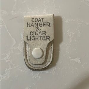 Vintage 1940s gag gift White Leather Coat Hanger & Cigar Lighter Holder